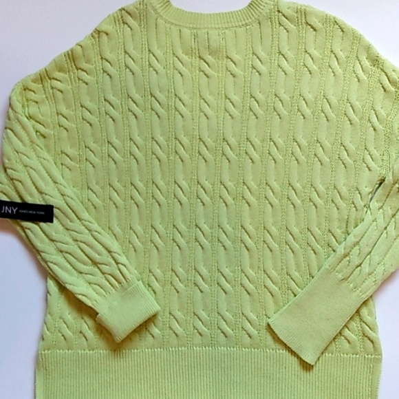Jones Jyn Sweater Top Chunky Cable  Lime Green Size Medium - Picture 5 of 9